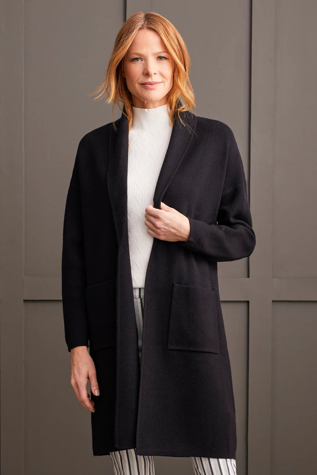 Open Coatigan With Patch Pockets