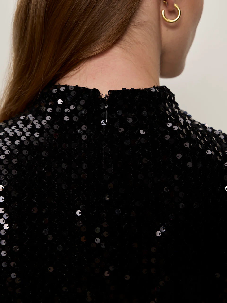 Funnel Neck Sequin Top