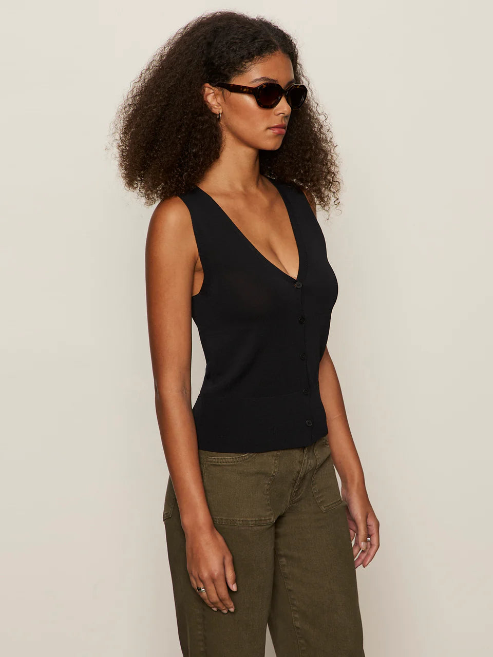 Knitted Button Front Tank