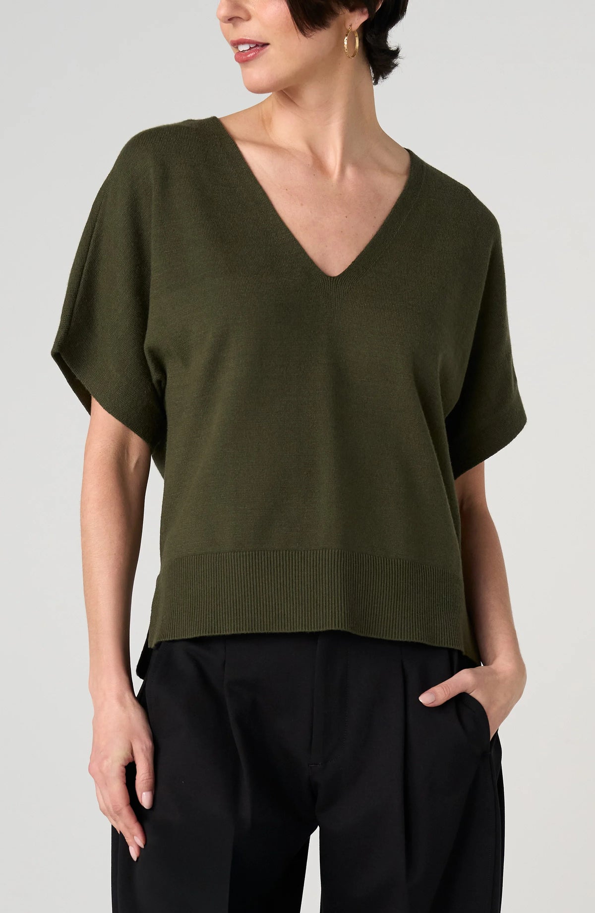 S/S V-Neck Dolman Sweater