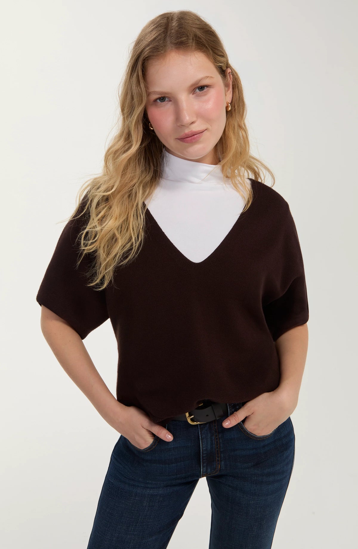 S/S V-Neck Dolman Sweater