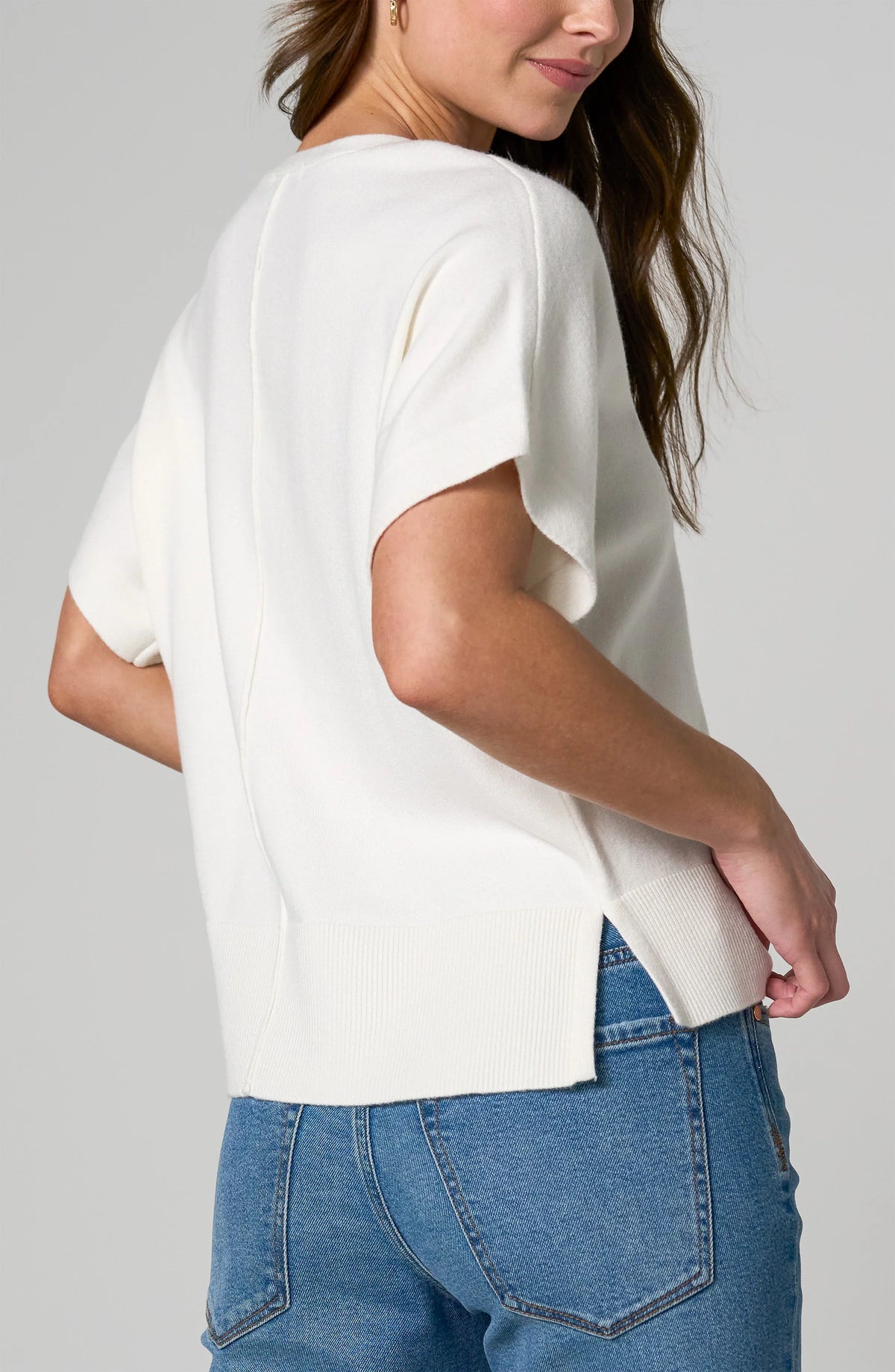 S/S V-Neck Dolman Sweater
