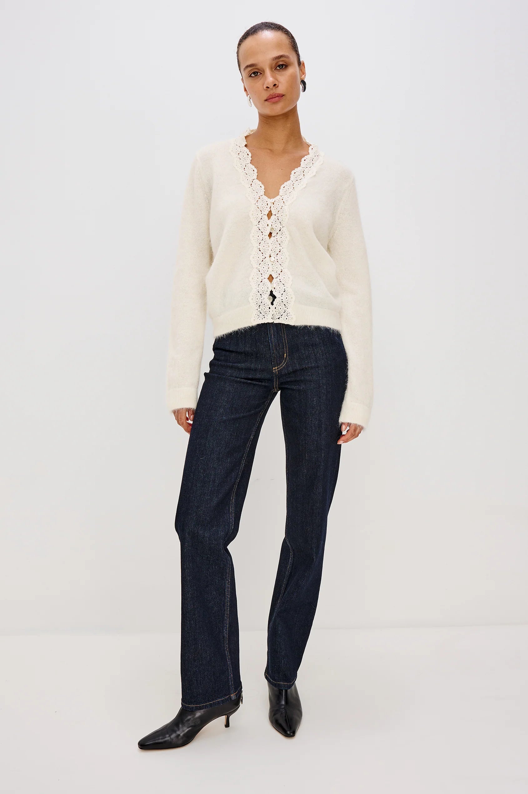 Mer Lace Trim Cardigan