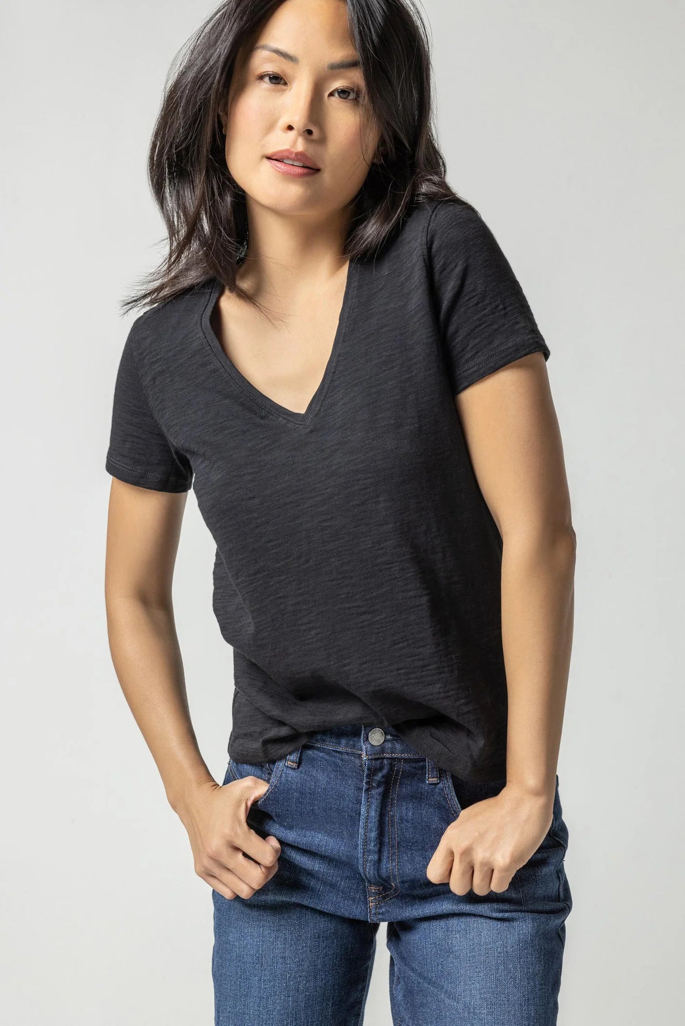 V-Neck Back Seam Tee