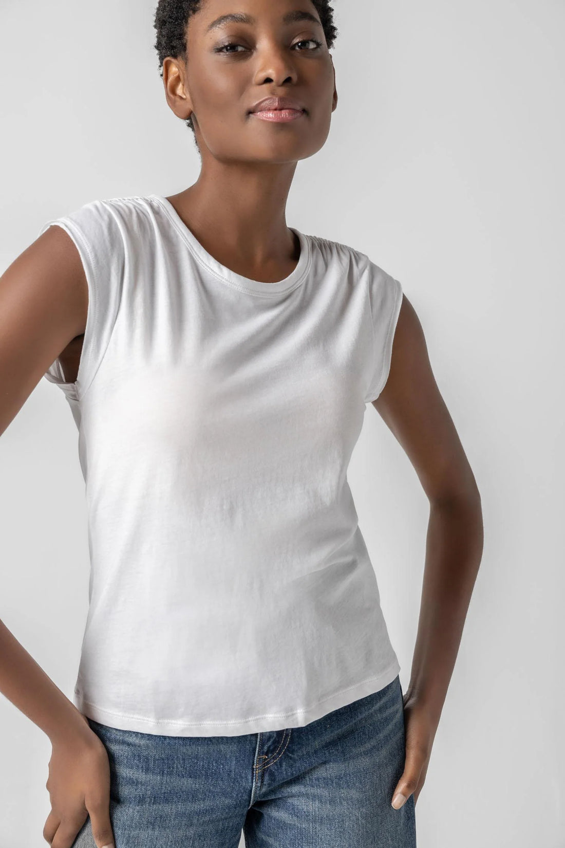 Shirred Shoulder Tee