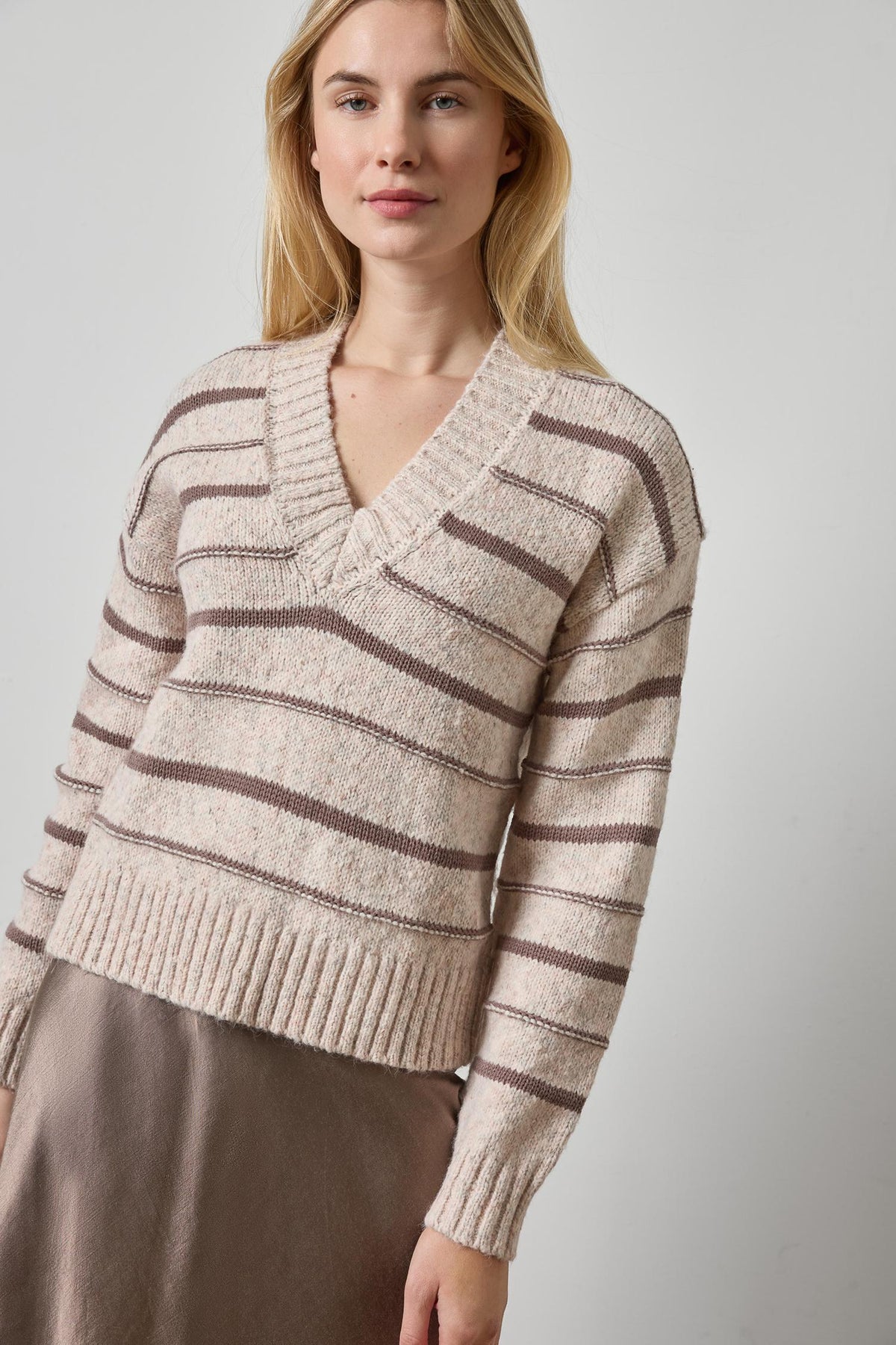 Multi Strip V-Neck Sweater