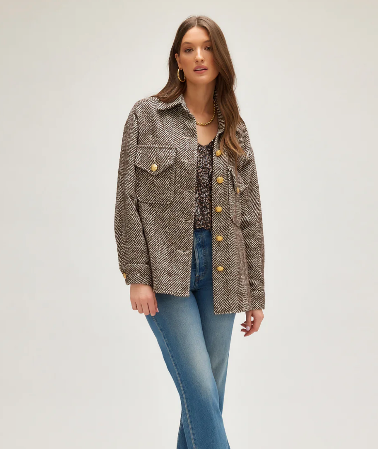 Herringbone Shirt Jacket
