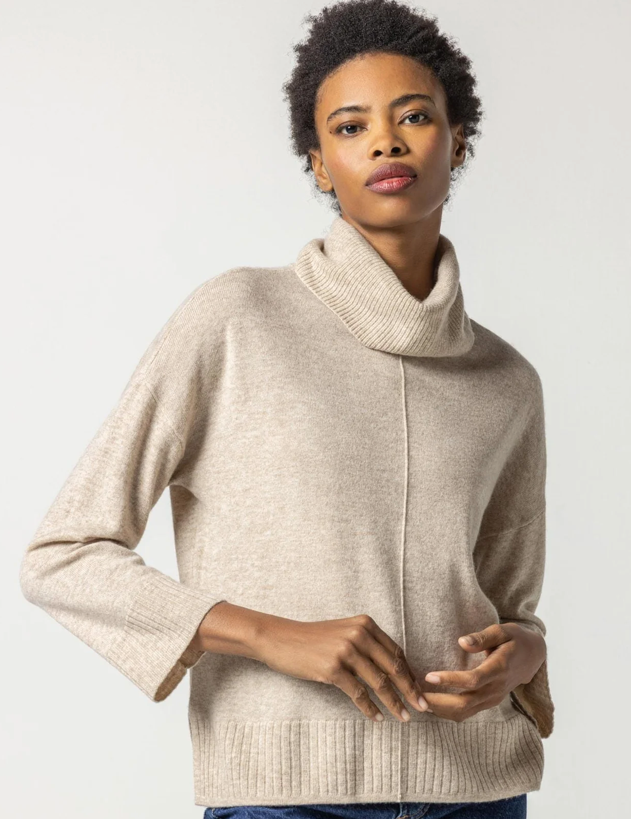 Side Slit Turtleneck