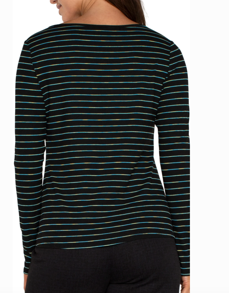 L/S Boat Neck Top w/Miter Front