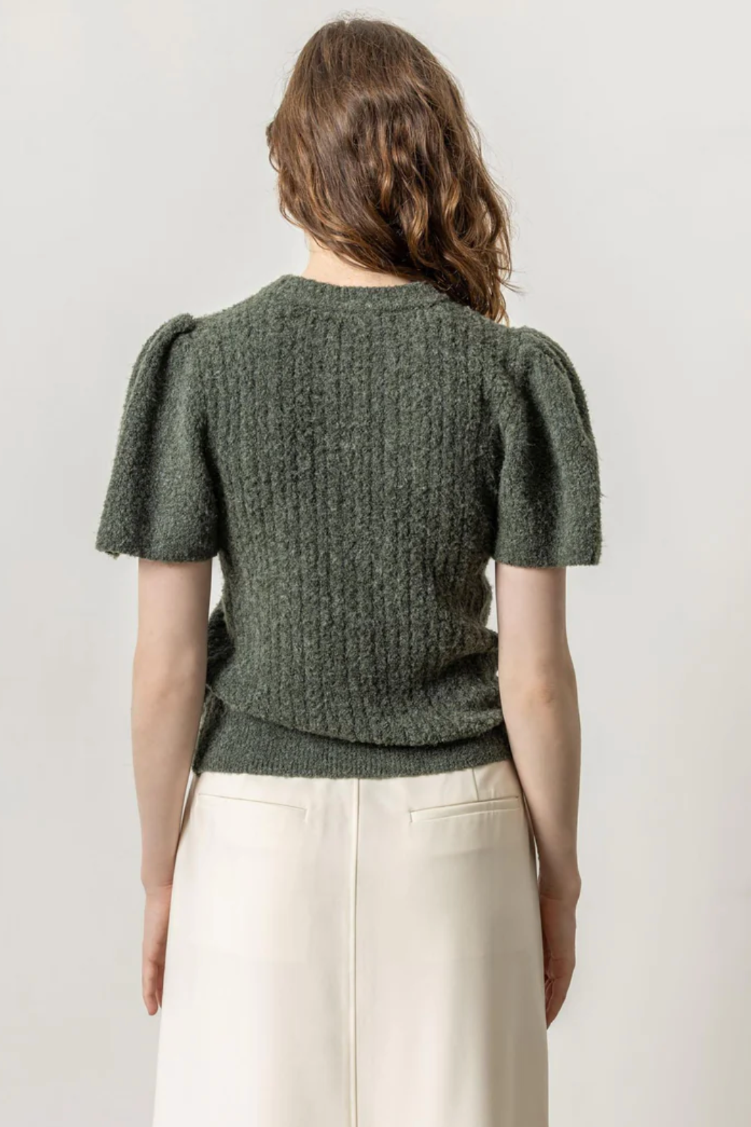 Crew Neck Flutter Sleeve