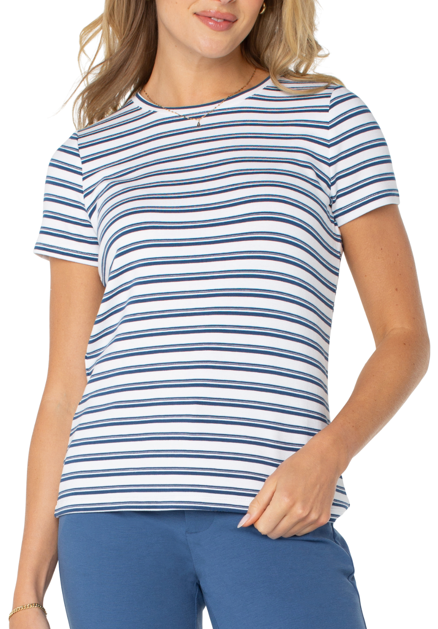 Short Slv Stripe Crew