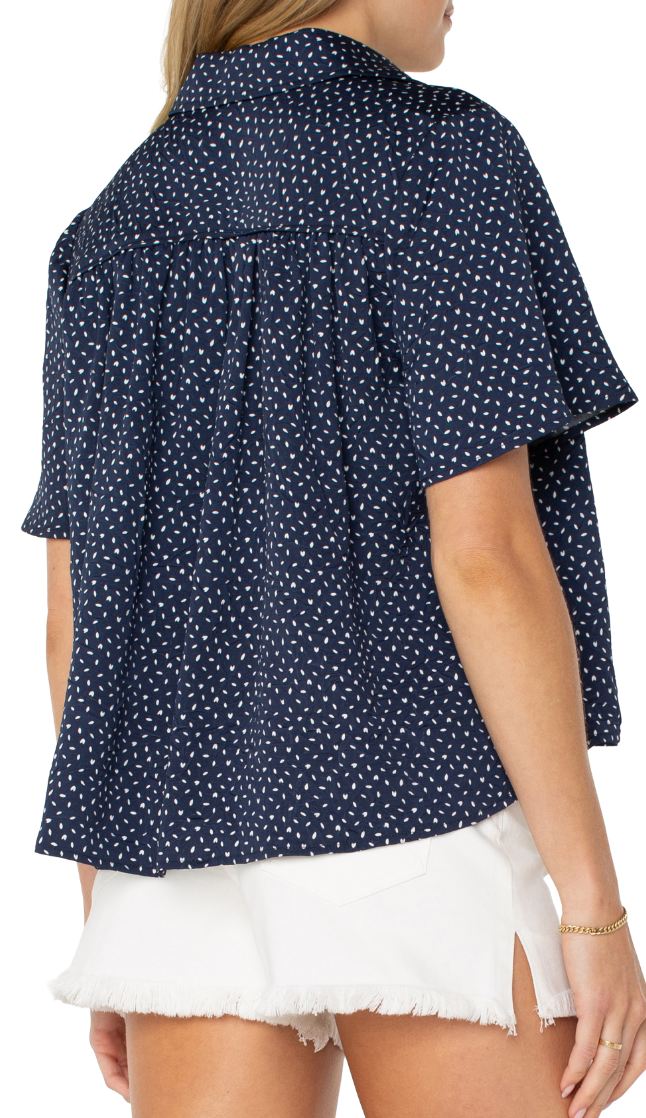 1/2 Slv Btn Front Blouse