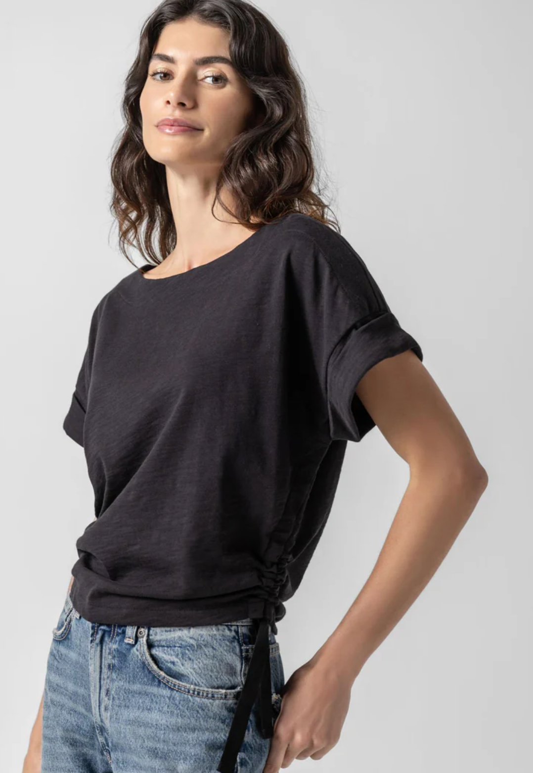 Ruched Side Boatneck