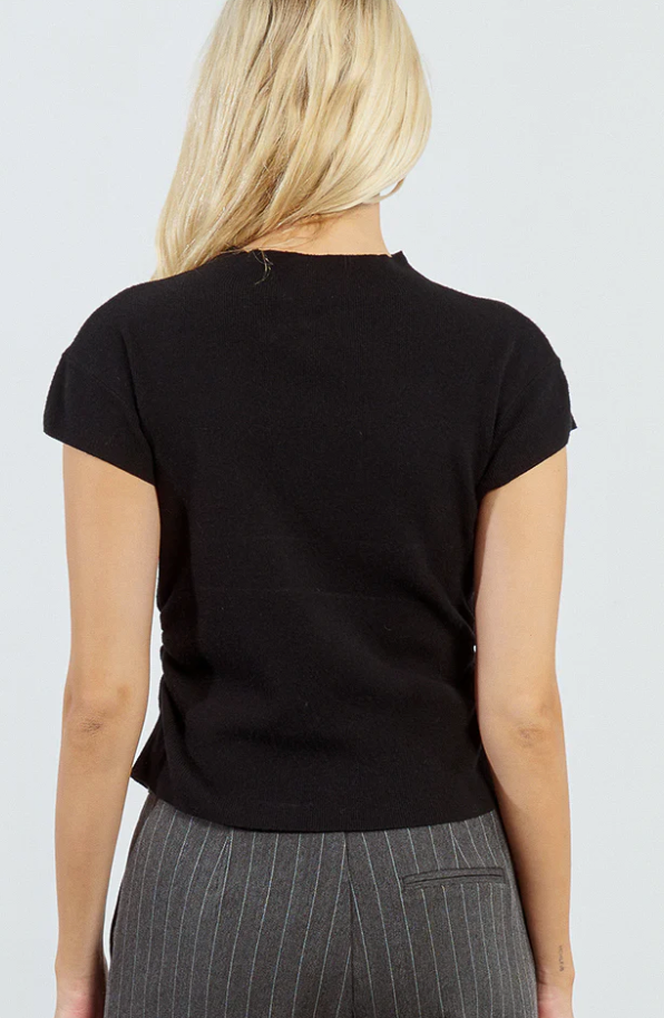 Side Ruched Mock Turtleneck