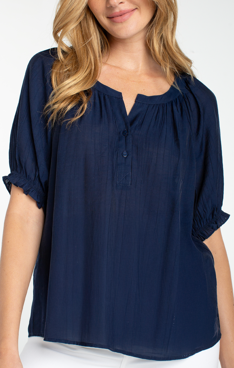 Short Sleeve Half Placket Blouse