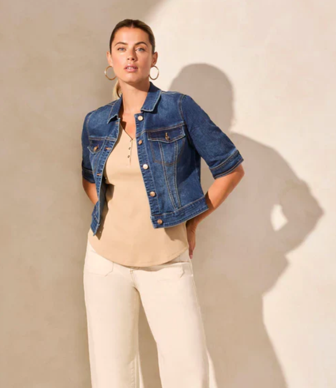 Elbow Sleeve Denim Jacket