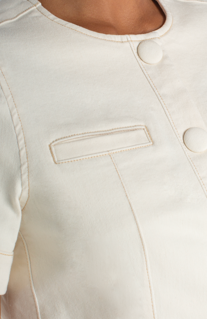 Collarless S/S Cropped Jacket