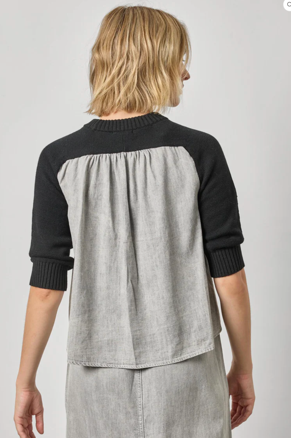 Denim Elbow Sleeve Sweater