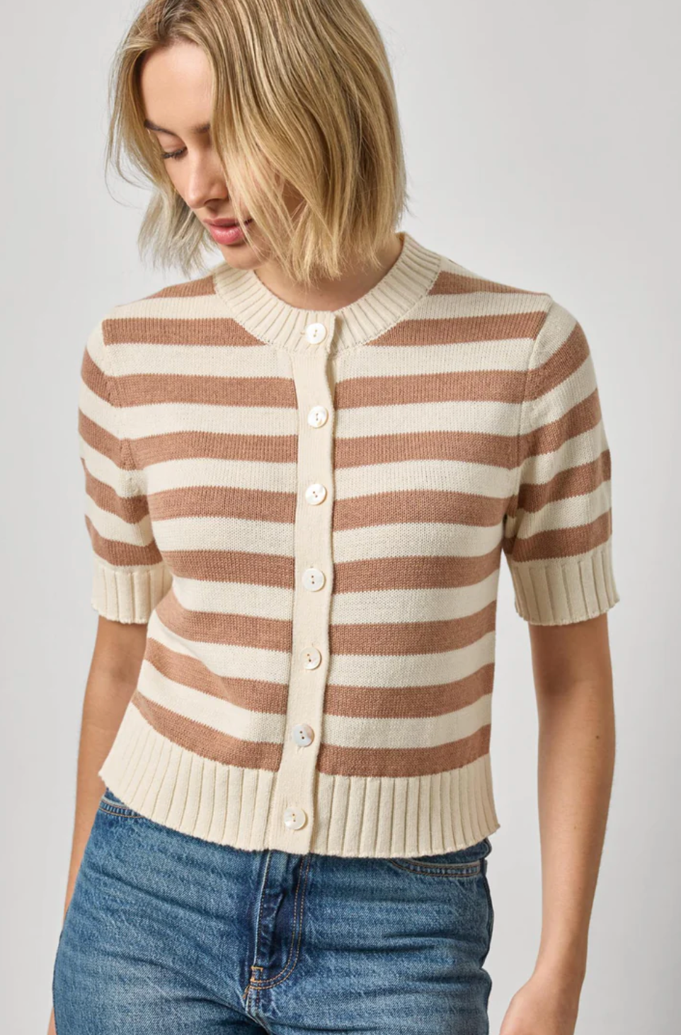 Elbow Sleeve Button Cardigan