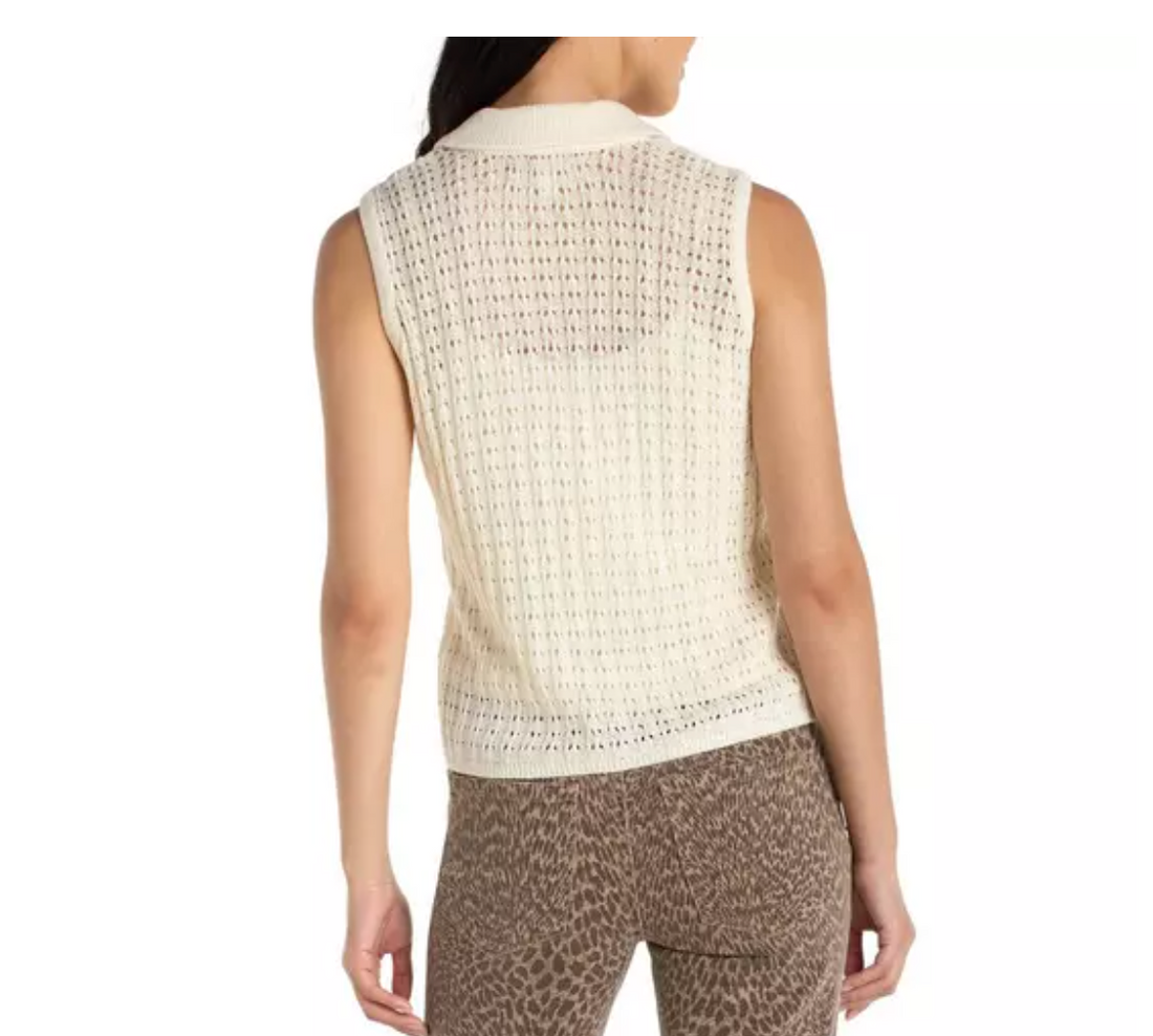 Slvless Johnny Collar Sweater