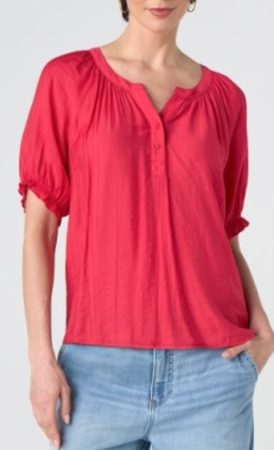 Short Sleeve Half Placket Blouse