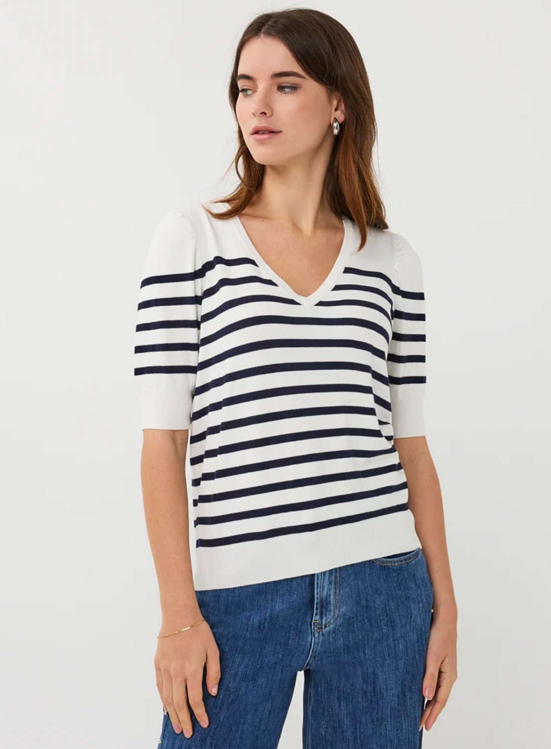 Short Sleeve V-Neck Sweater