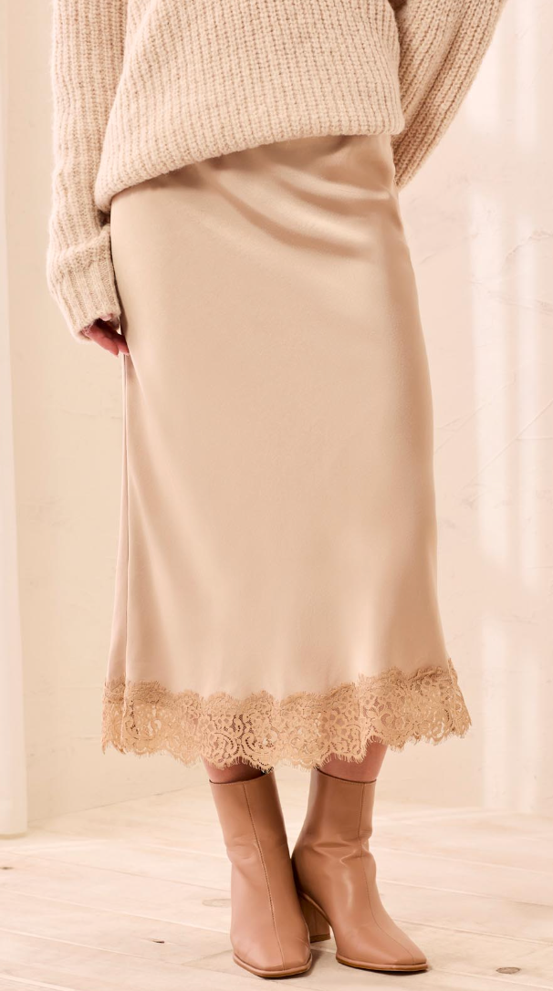 Satin Skirt w/Lace