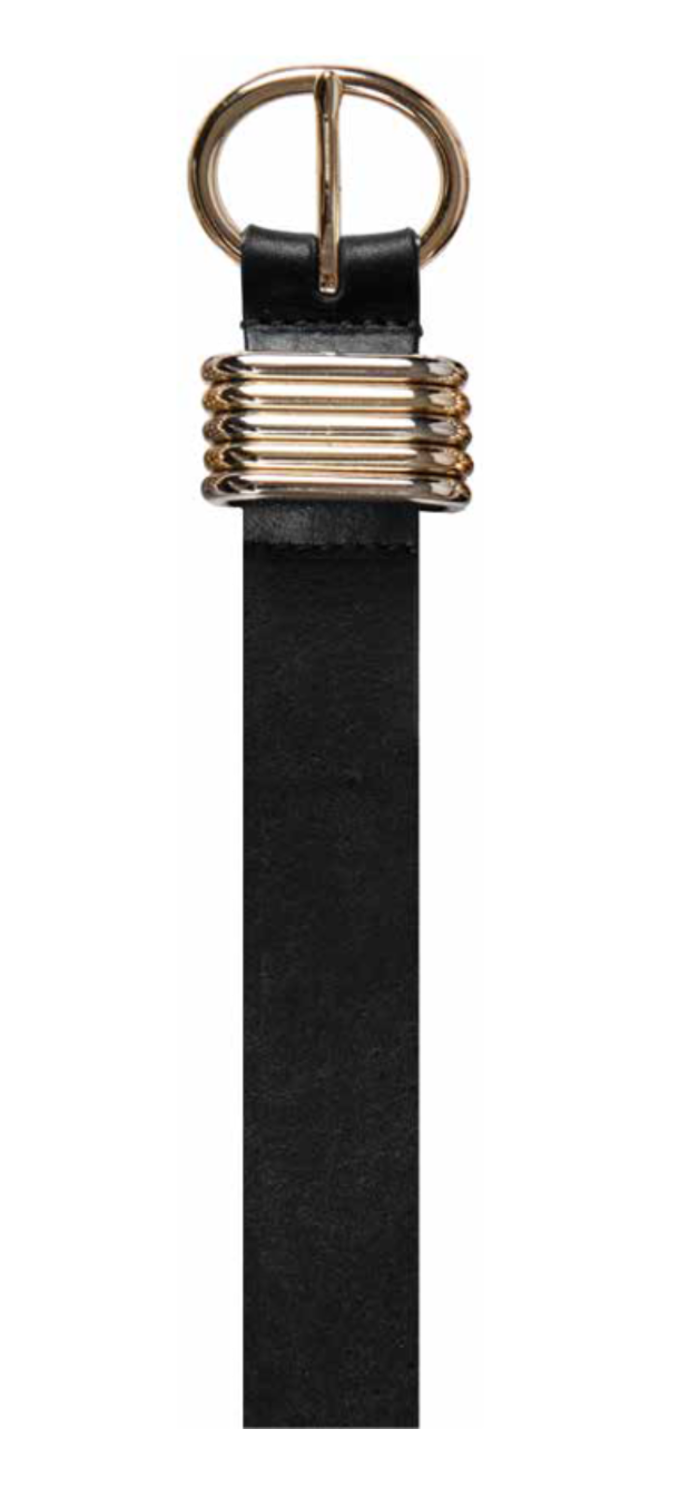 Leather Belt w/Mixed Metal Buckle