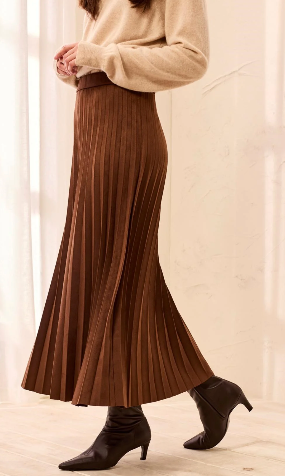 Pleated Stretchy Faux Skirt