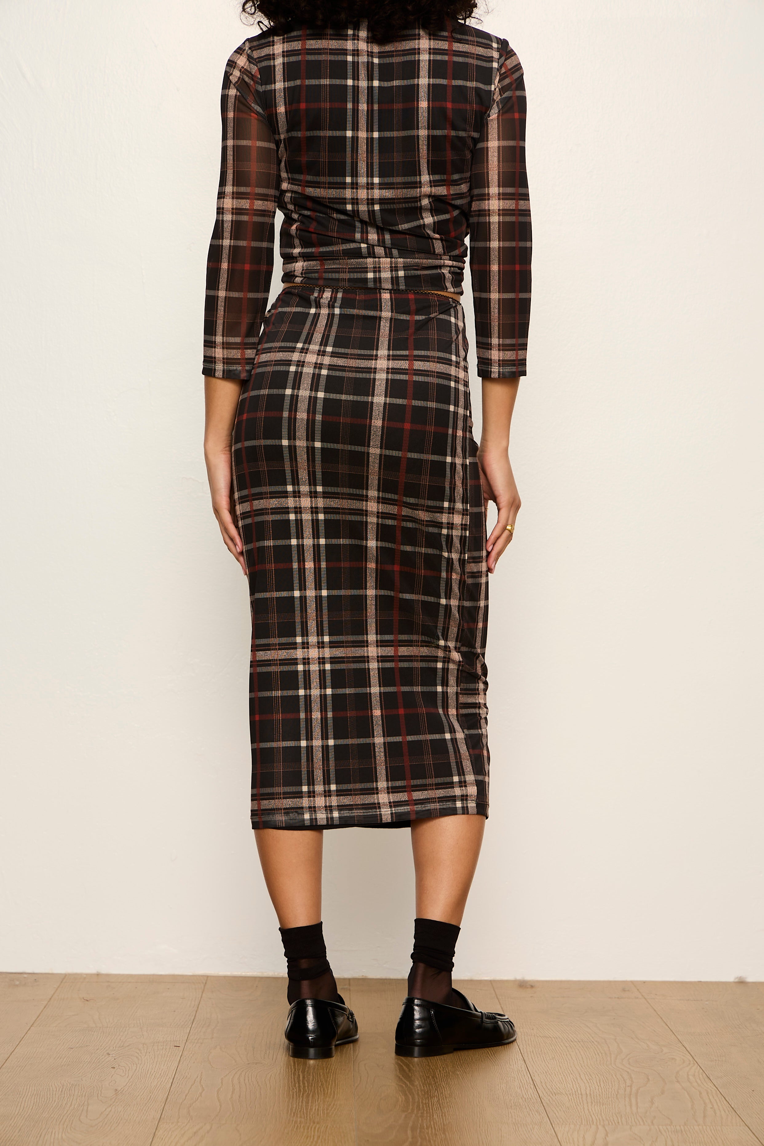 FALL MESH MIDI SKIRT