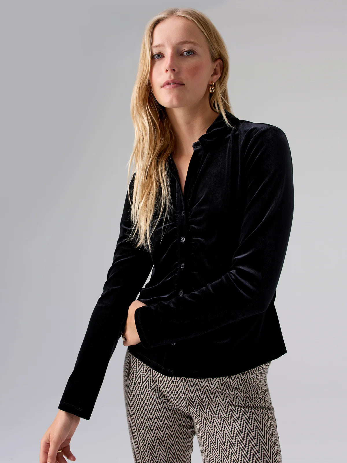 Dream Girl Velvet Button-Up