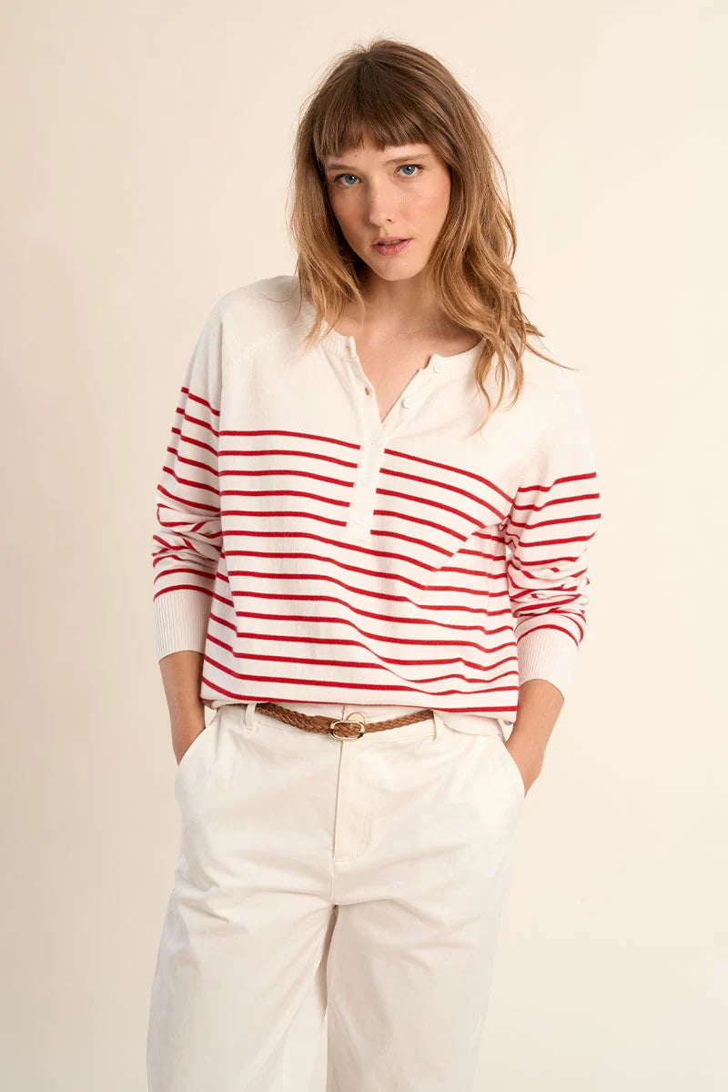 Striped Button-Up Sweater