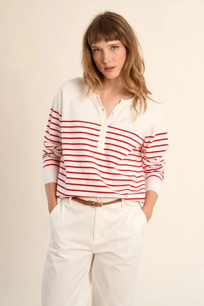 Striped Button-Up Sweater