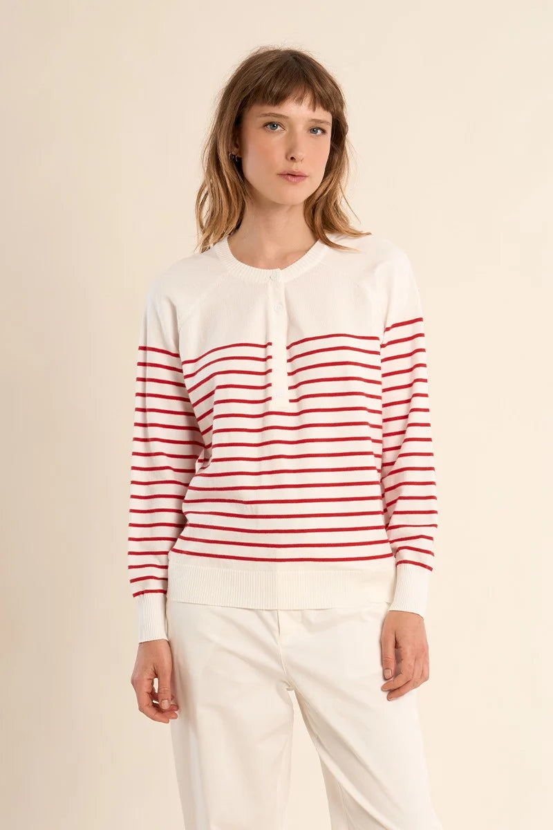 Striped Button-Up Sweater