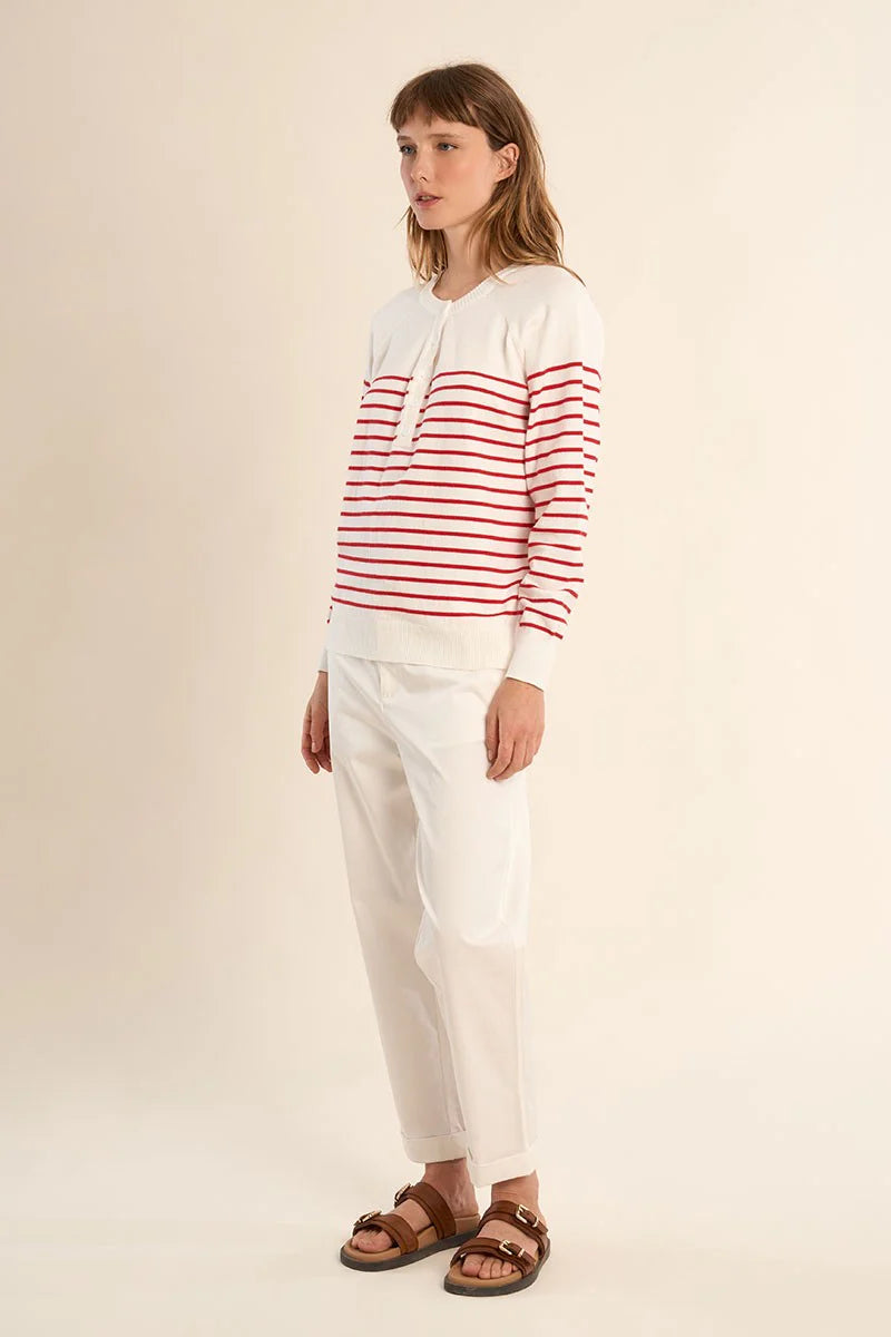 Striped Button-Up Sweater