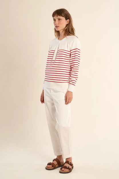 Striped Button-Up Sweater