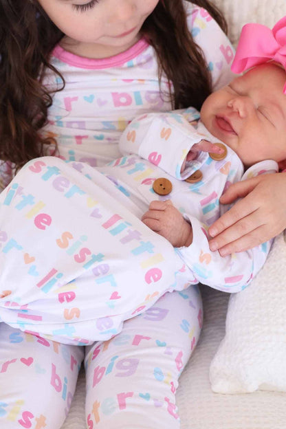 Little Sister Newborn Baby Knot Gown &amp; Hat Set