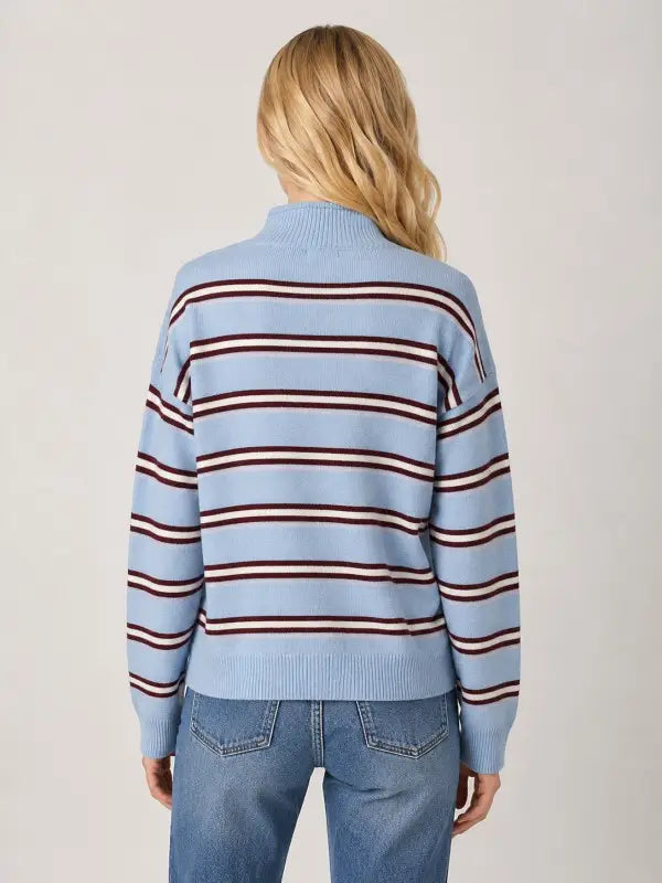 Striped Mock-Neck Sweater