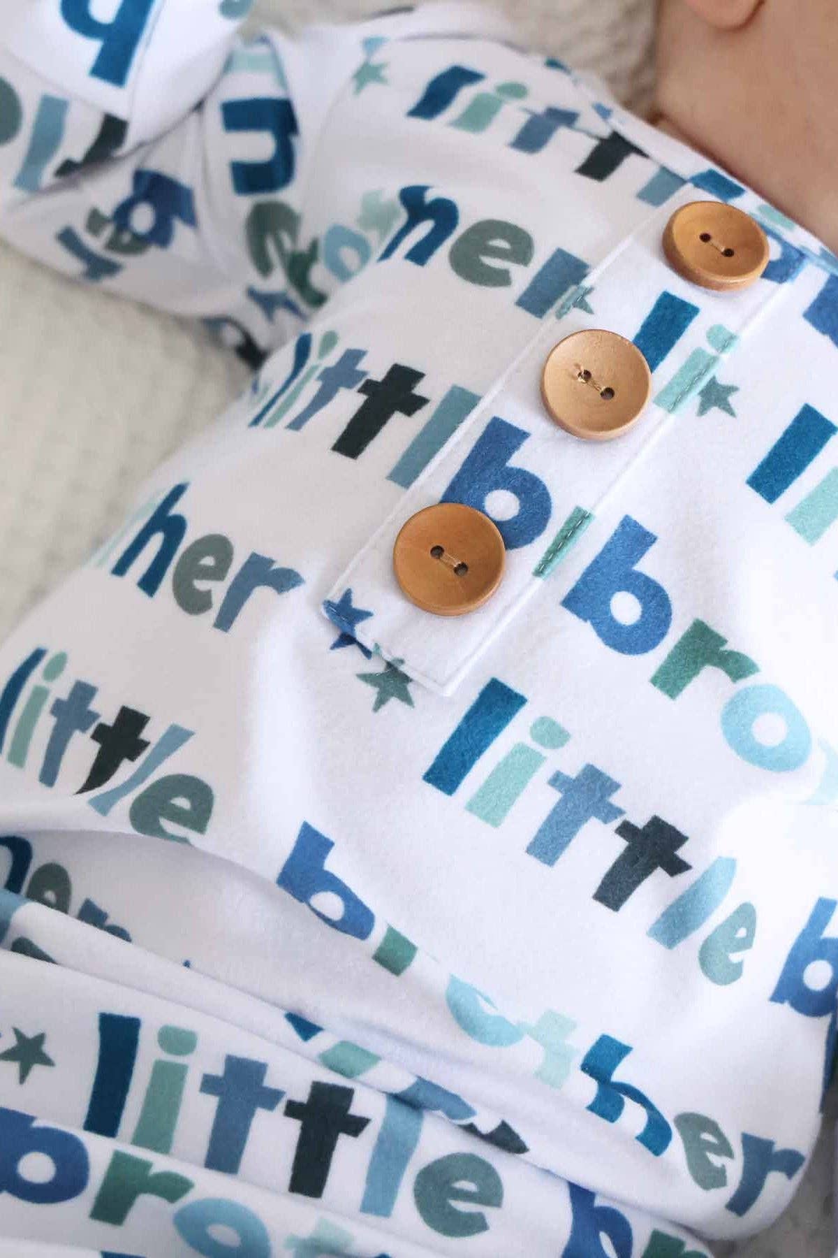 Little Brother Newborn Baby Knot Gown &amp; Hat Set