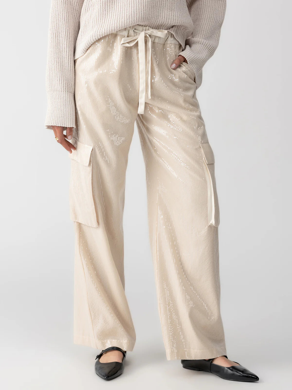 Pull-On Sequin Cargo Pant