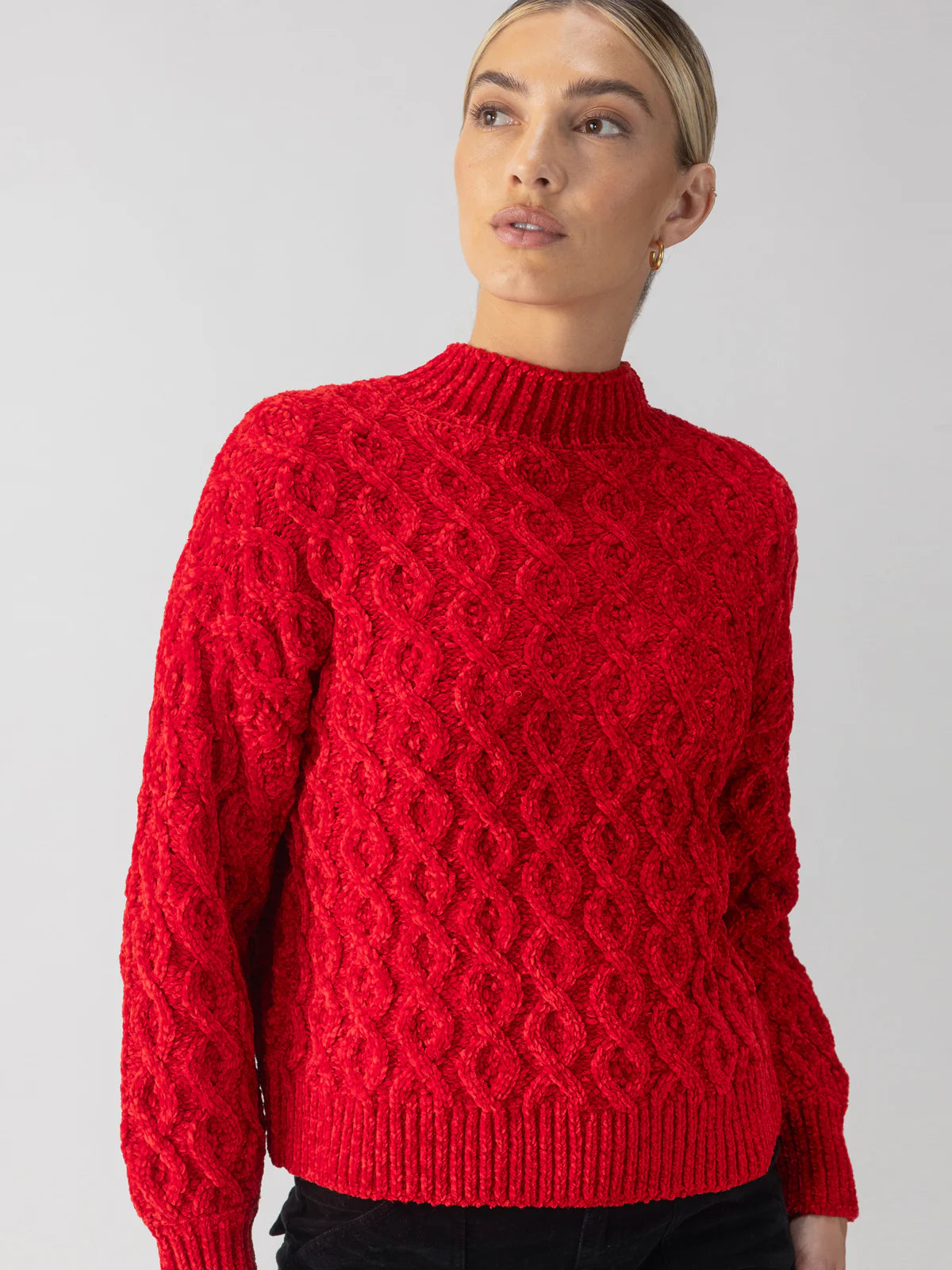 Cable Mock Neck Sweater