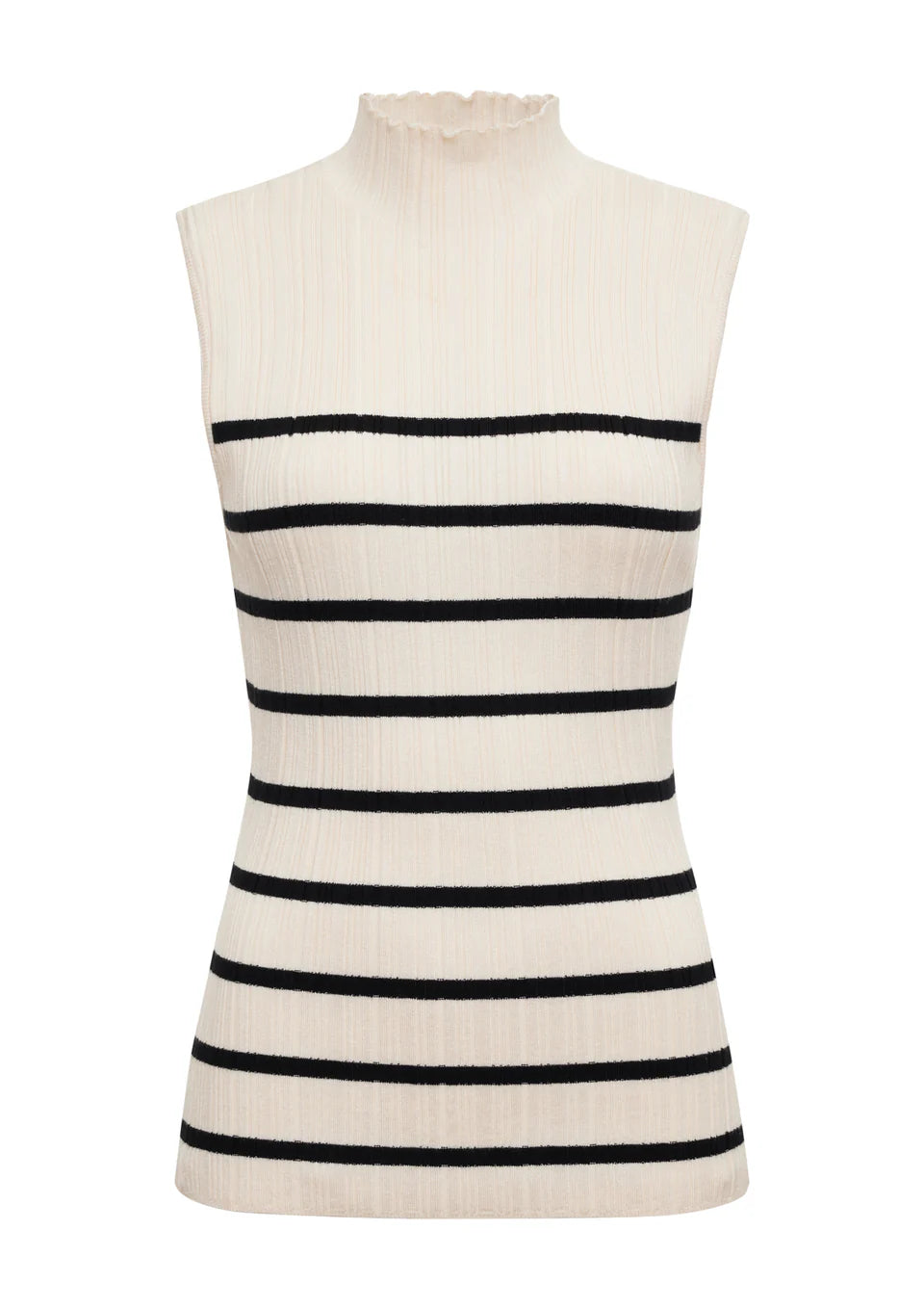 Ribbed Funnel Neck Top