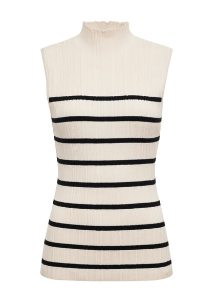 Ribbed Funnel Neck Top