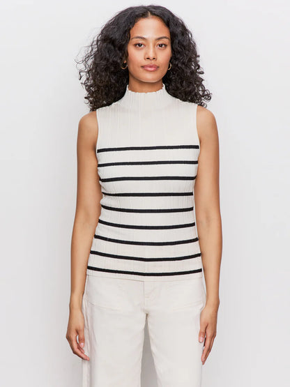 Ribbed Funnel Neck Top