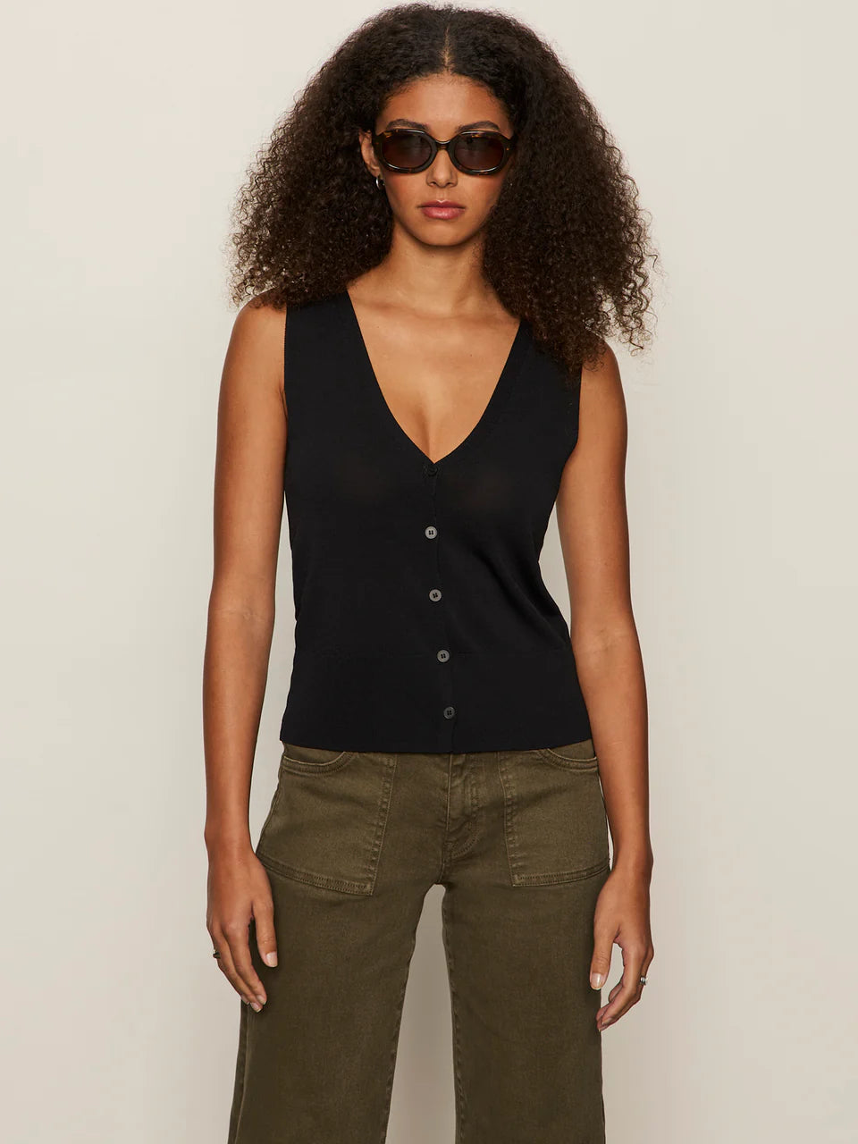 Knitted Button Front Tank