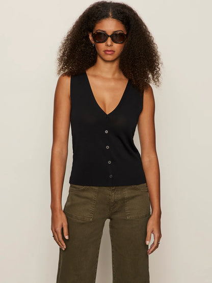 Knitted Button Front Tank
