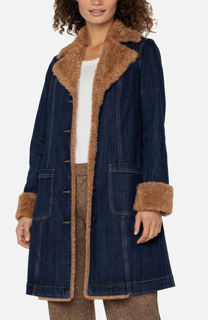 Sherpa Trimmed Notch Collar Jacket