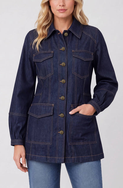 Collarless Trucker Dress