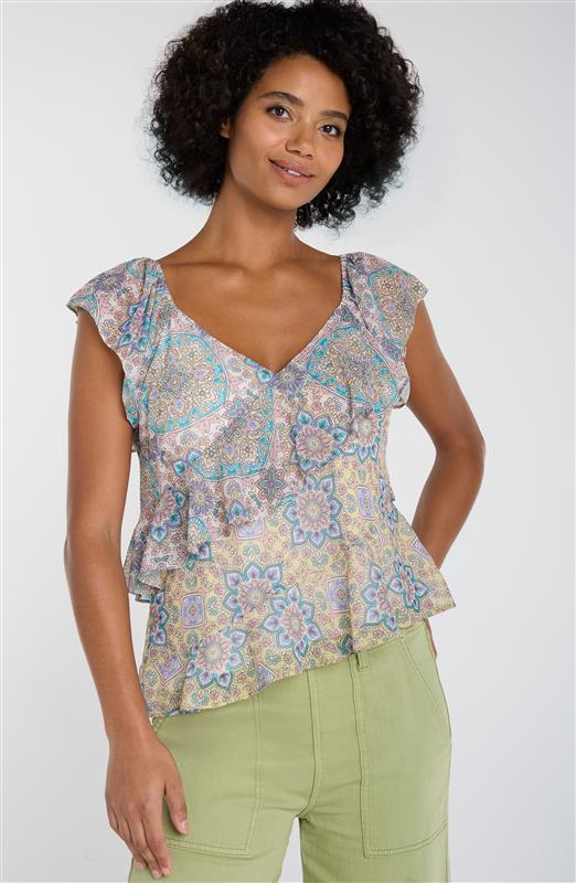 Flutter Sleeve Draped Top