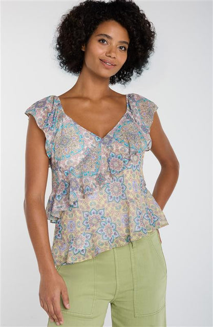 Flutter Sleeve Draped Top